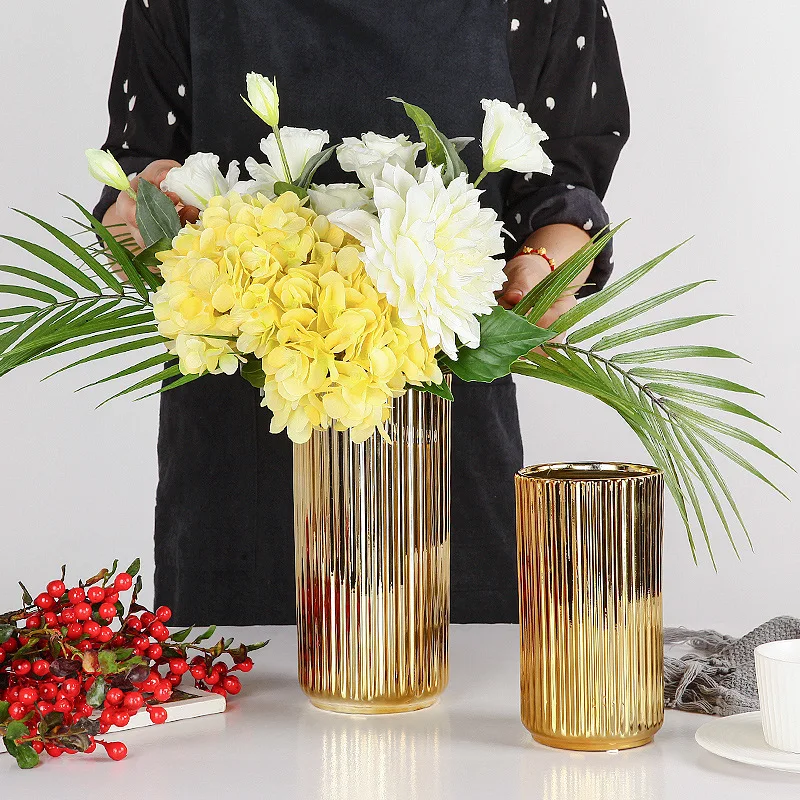 Nordic Ceramic Vase Golden Vase Flower Arrangement Pot Flower Storage Container Home Living Room Desktop Decor Friend's Gift - AliExpress - Image 4