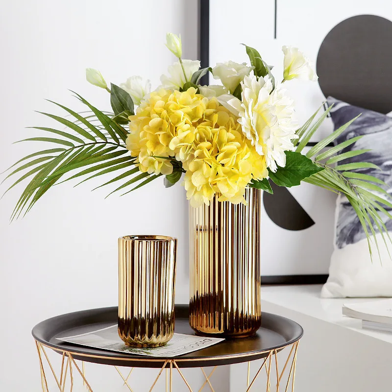 Nordic Ceramic Vase Golden Vase Flower Arrangement Pot Flower Storage Container Home Living Room Desktop Decor Friend's Gift - AliExpress - Image 2